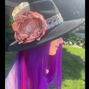 Embellished Black Felt Fedora